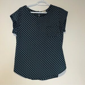 Lily White Black and Blue Geometric Blouse